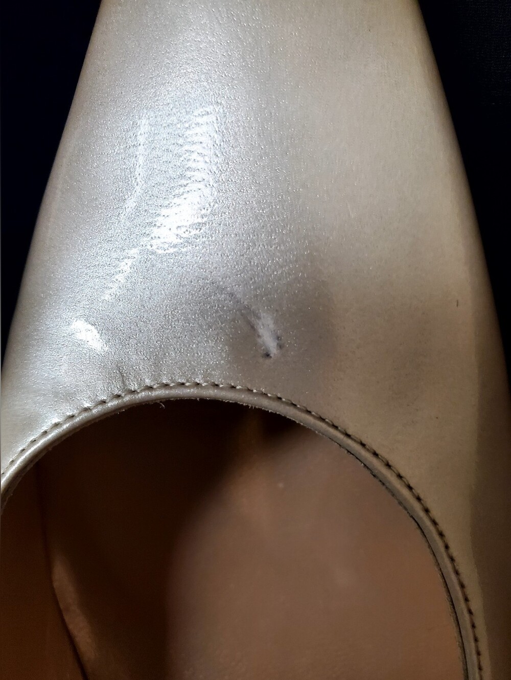 Stuart Weitzman Nude (Champahne Gold) Leather Pointed-Toe Pumps - Picture 10 of 13